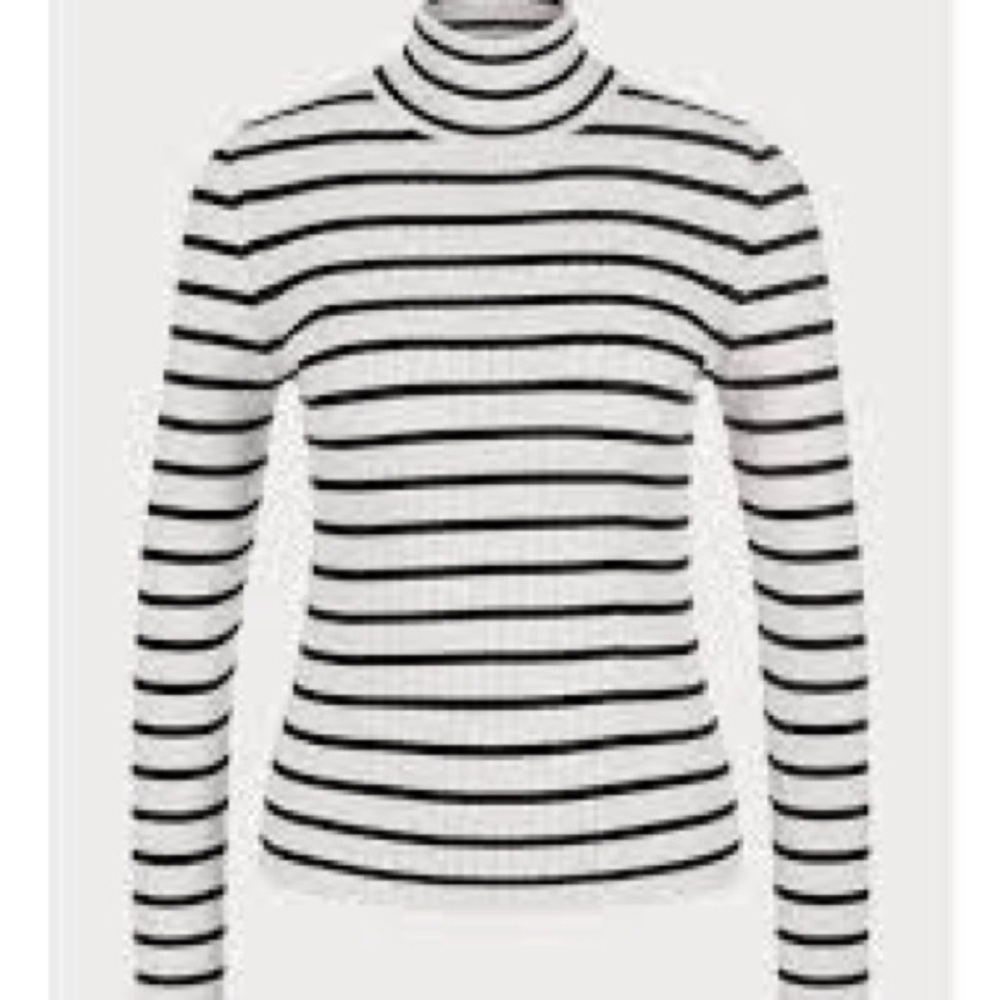 Cielo Black and White Striped Turtleneck A0407
